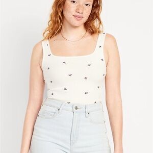 Womens Old Navy Creme Floral Ultra-Crop Rib-Knit Top NWT  Size 3x